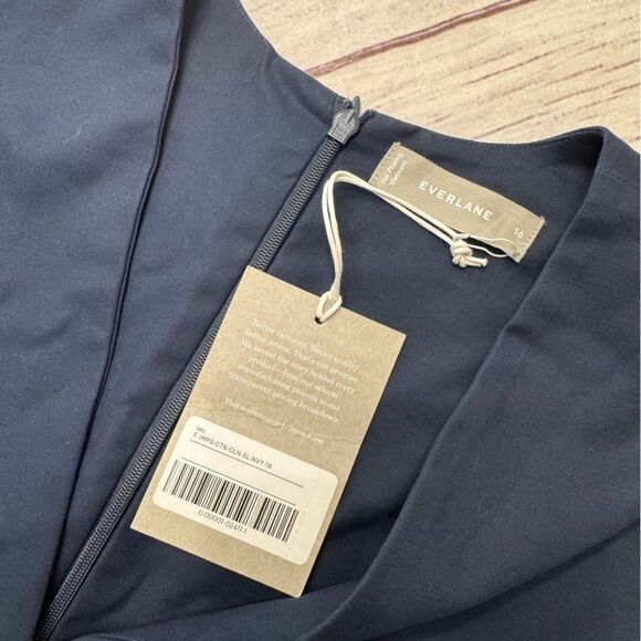 Everlane The Structured Cotton Jumpsuit V-Neck Navy Blue Women's Size 16 NEW - Picture 10 of 10